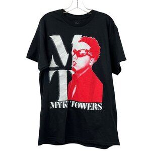 Young Kingz Myke Towers Men’s La Vida Es Una Tour T-Shirt Black/Multi Size Large